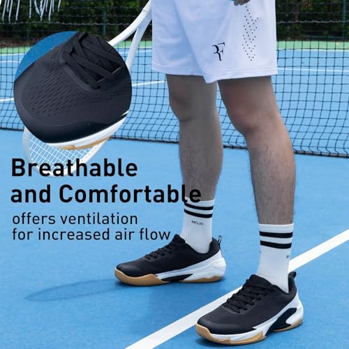 TEOHRW Wide Tennis Shoes for Men | All Court Pickleball Racquetball & Squash Athletic Sneakers | Arch Support & Cushioned Midsole Black