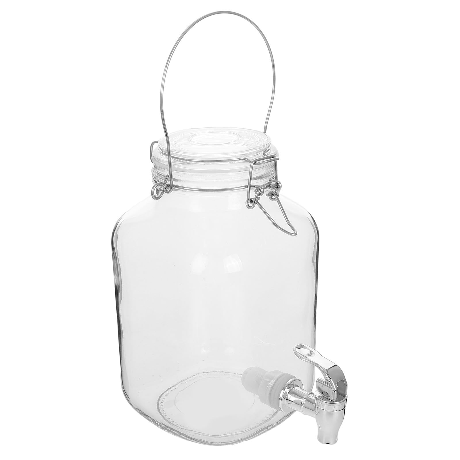 Tarro para Elaborar Vino de Vidrio con Grifo, Boca Ancha, Capacidad 3.8 L