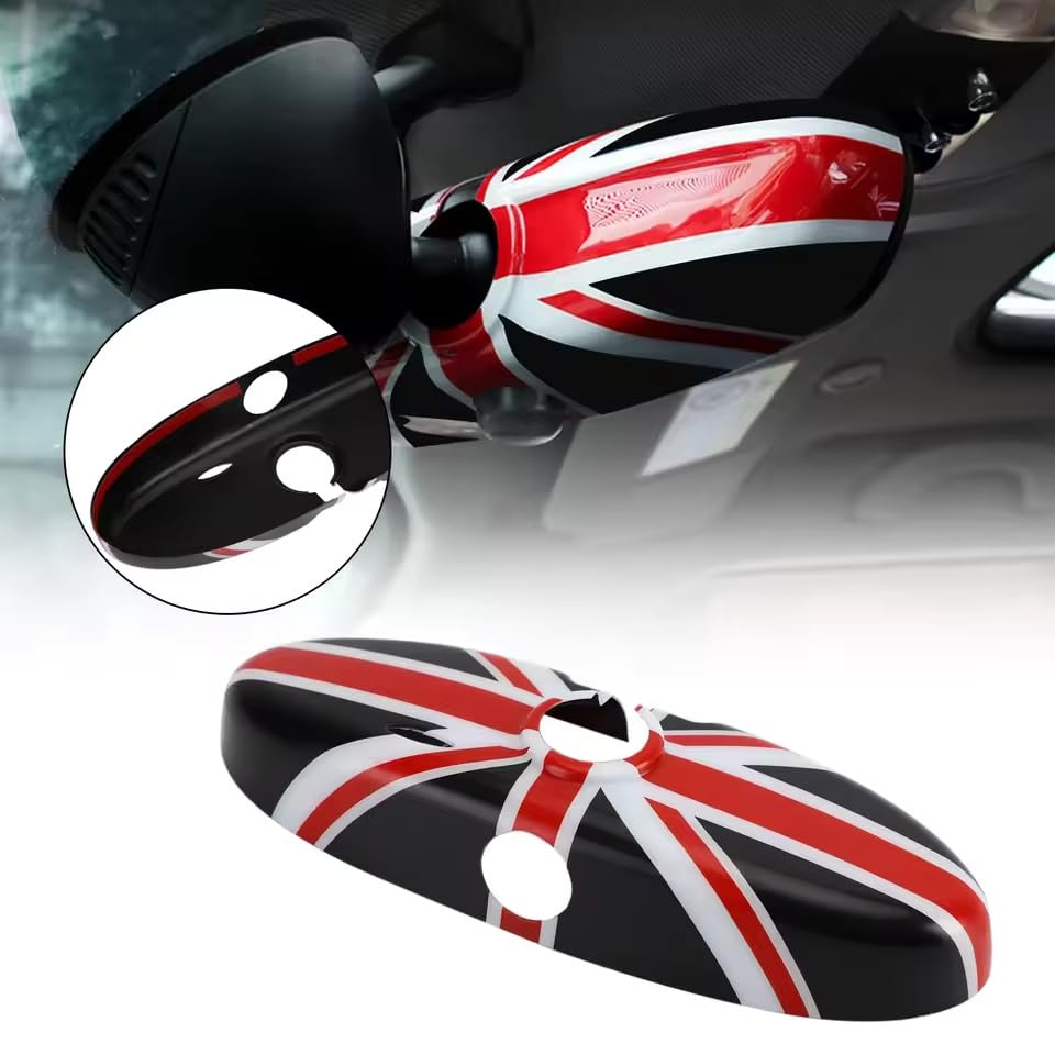para Accesorios Mini Cooper Decoración Cubiertas Tapas Carcasa de Espejo Retrovisor Interior de ABS, para Serie R 2004 2014 (Union Jack RB)