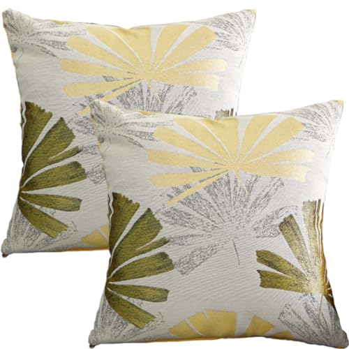 Tennove Cushion Covers 50x50cm Decorative Throw Pillow Covers Set of 2 Tropic Leaf Square Soft Cushion Cases Home Decor Pillowcases for Bedroom Couch Sofa Yellow