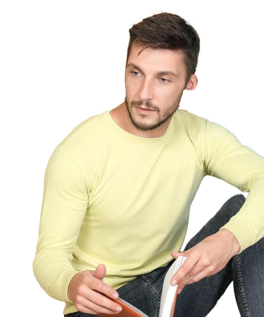 Grownup Long Sleeves Tee Neck Men’s T-Shirt Casual, Outdoors wear Exclusive Combed Terri Cotton Fabric - Color Sizes May Vary