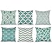 TIDWIACE® Grün Kissenbezüge Kissenhüllen in Baumwolle und Leinen mit Geometrischen Mustern Dekoration Sofakissen Lendenkissen für Sofa Auto Terrasse Zierkissenbezüge 45 x 45 cm 6er Set