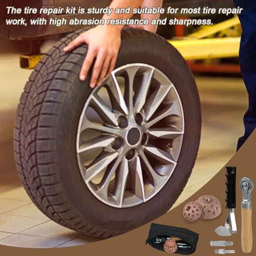 Image of Tire Patch Repair Tools Tire Patch Kit, Tire Repair 42mm 55mm Tungsten Steel Buffing Wheels with Tire Patch Roller Tire Inner Liner Scraper for Car Truck Motorcycle Bike