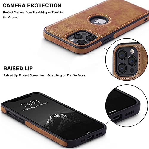 Image of MIDOS Back Cover Compatible with Apple iPhone 14 Pro Max Leather Case Flexible Slim Cover for iPhone 14 Pro Max (2022) 6.7 inch (LC- Brown)