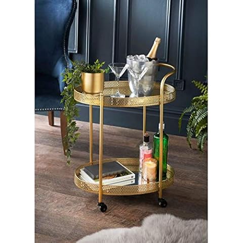 U.saf 2 Tier Deco Glam Drinks Serving Trolley - Gold Cover