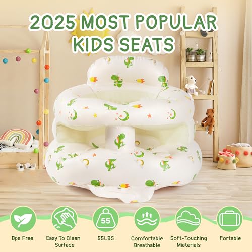Chaise gonflable pour bébé de 3 mois et plus, chaise gonflable avec pompe à air intégrée, utilisée pour apprendre à s'asseoir, douche, camping, etc – Image 6