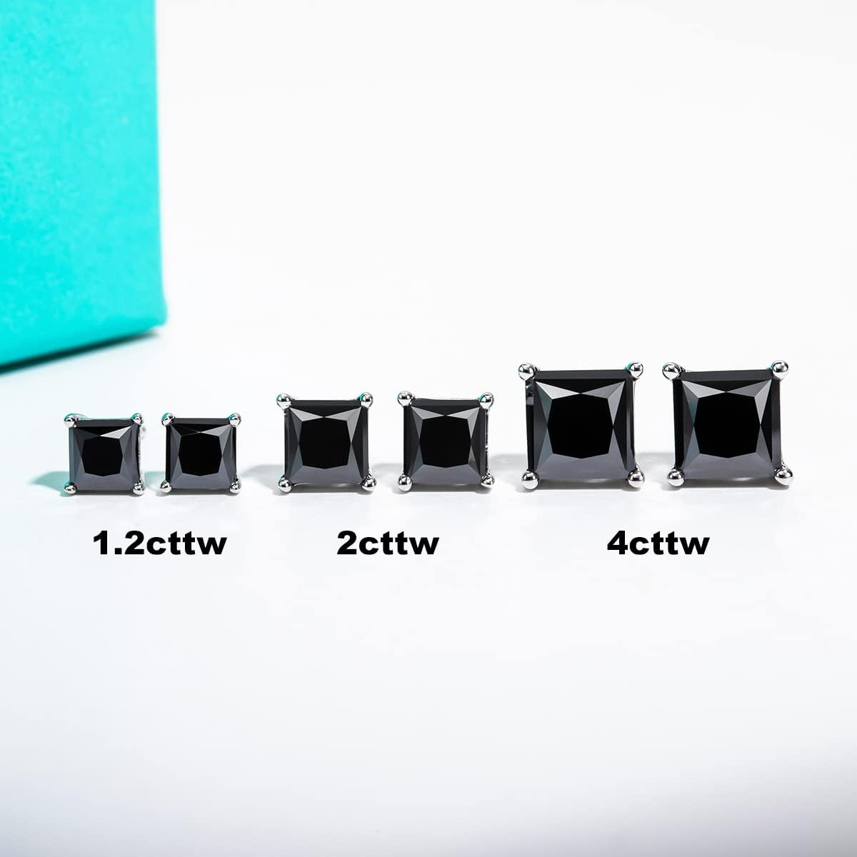 AnuClub 1.2-4cttw 10K Post Princess Cut Moissanite Stud Earrings for Women, D Color VVS1 925 Sterling Silver Earrings