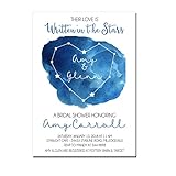 Constellation Starry Night Bridal Shower Invitations, Set of 10 Invitations with white envelopes