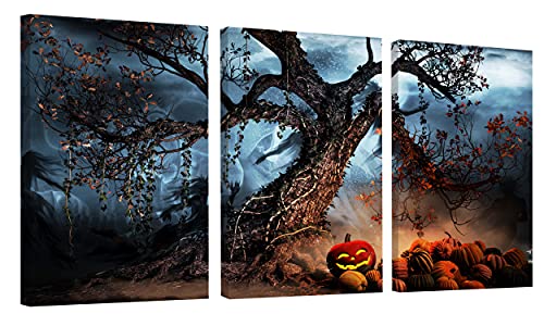 Lienzo de Halloween Kusry decoración de pared festiva en pack de 3 cuadros para el hogar