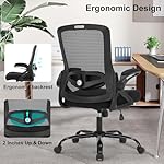 Office Chair, Ergonomic Desk Chair with Adjustable Height, Lumbar Support, High Back Mesh Support with Flip up Armrests, Task Chairs for Home Office Computer - Image 5