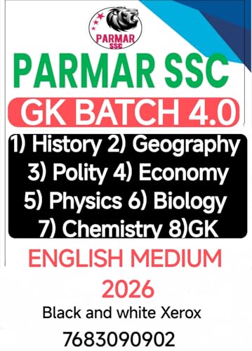 Image of Parmar Sir SSC GK Batch-4.0 2026 Notes ( History+Geography+Polity+Economy+Physics+Chemistry+Biology+GK ) 8 Booklet English Medium black and white Xerox