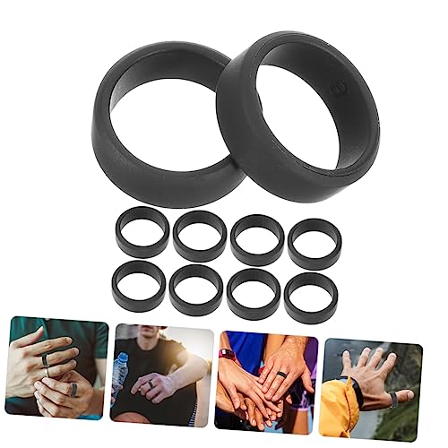 Anillos de silicona para hombres 10 unidades negro miniatura 2