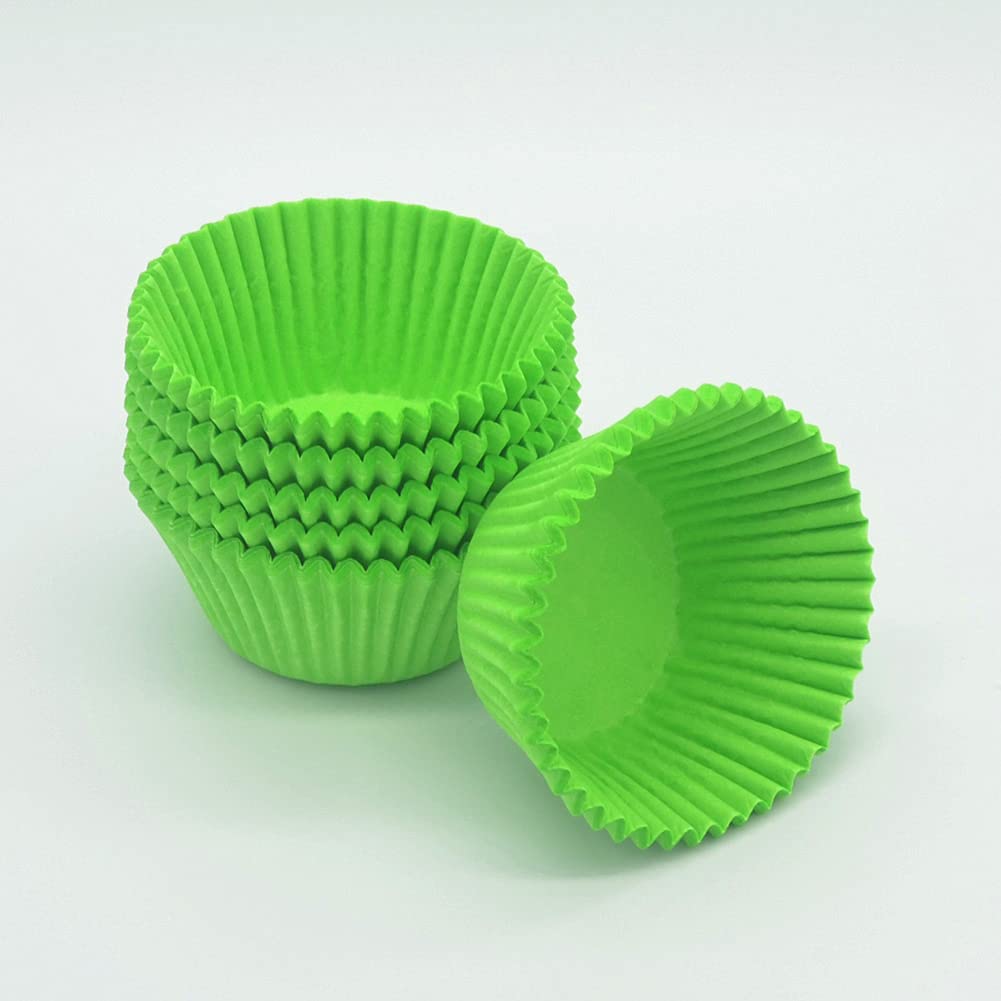 Green Cupcake Liners - Moldes de papel a prueba de grasa estándar para fiestas y más, 150 unidades