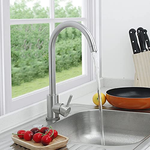 SOLVEX Single Handle Kitchen Sink Taps Kitchen Mixer Tap with Swivel Spout, Stainless Steel Faucet Brushed Nickel - Image 4