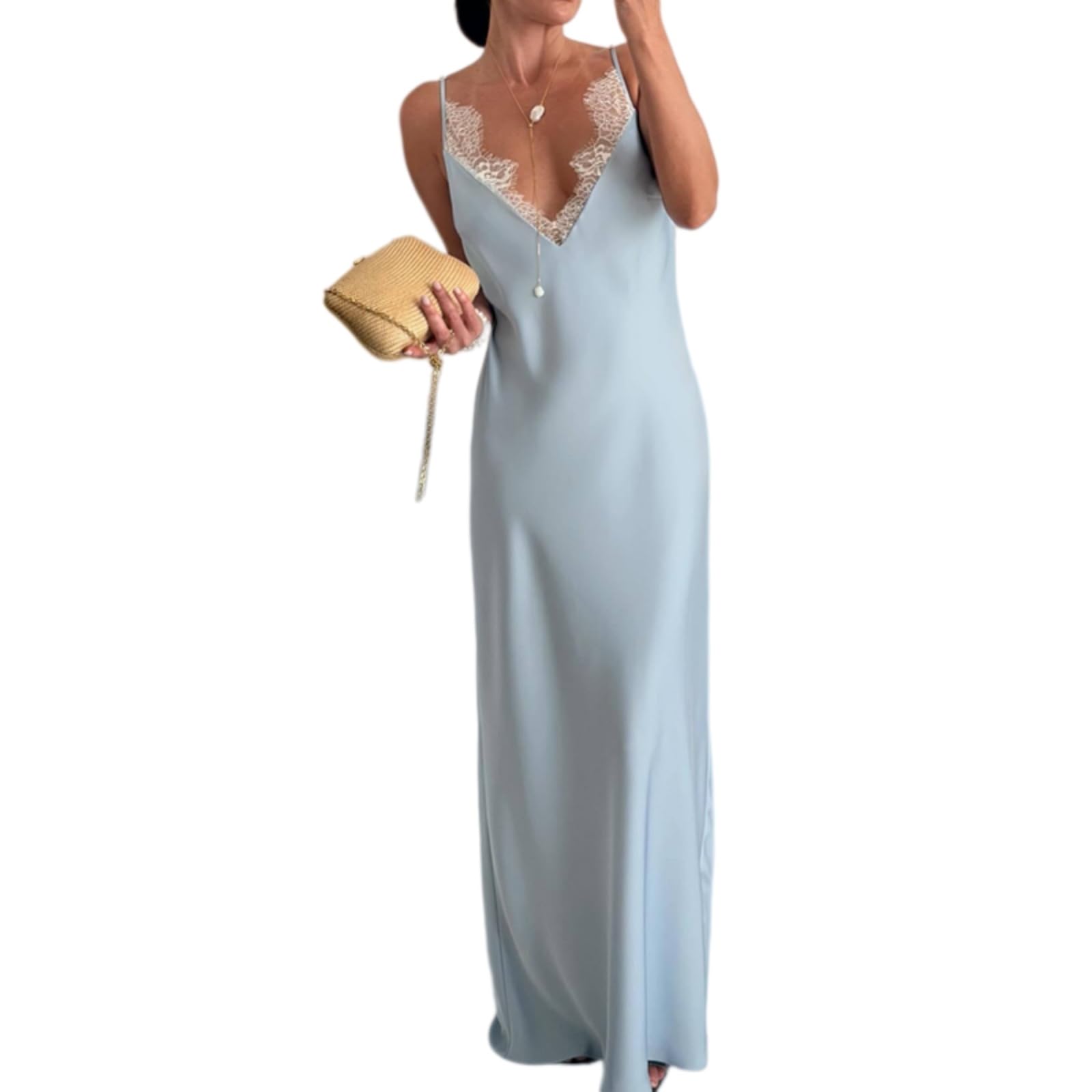 Vestito Vestido Estivo Femminile Sexy, Colore Solido Slim Fit Hollow out Design per La Festa di Spiaggia E Abito Vacanza-02 Yellow-XXL