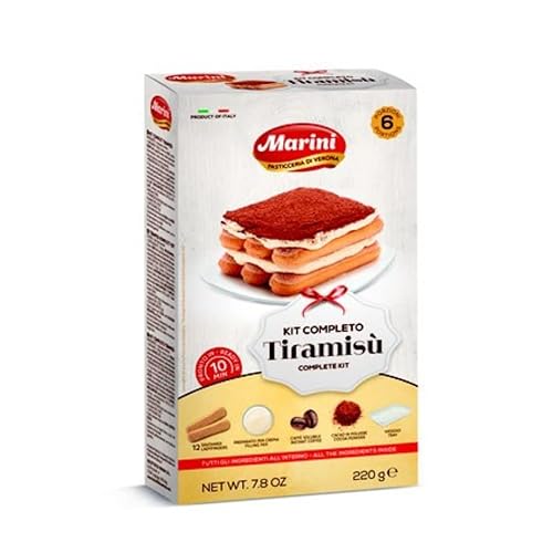 Kit de tiramisú italiano Kit de tiramisú fácil de hacer listo en 10 minutos 6 porciones Todos los ingredientes incluidos (paquete de 1)