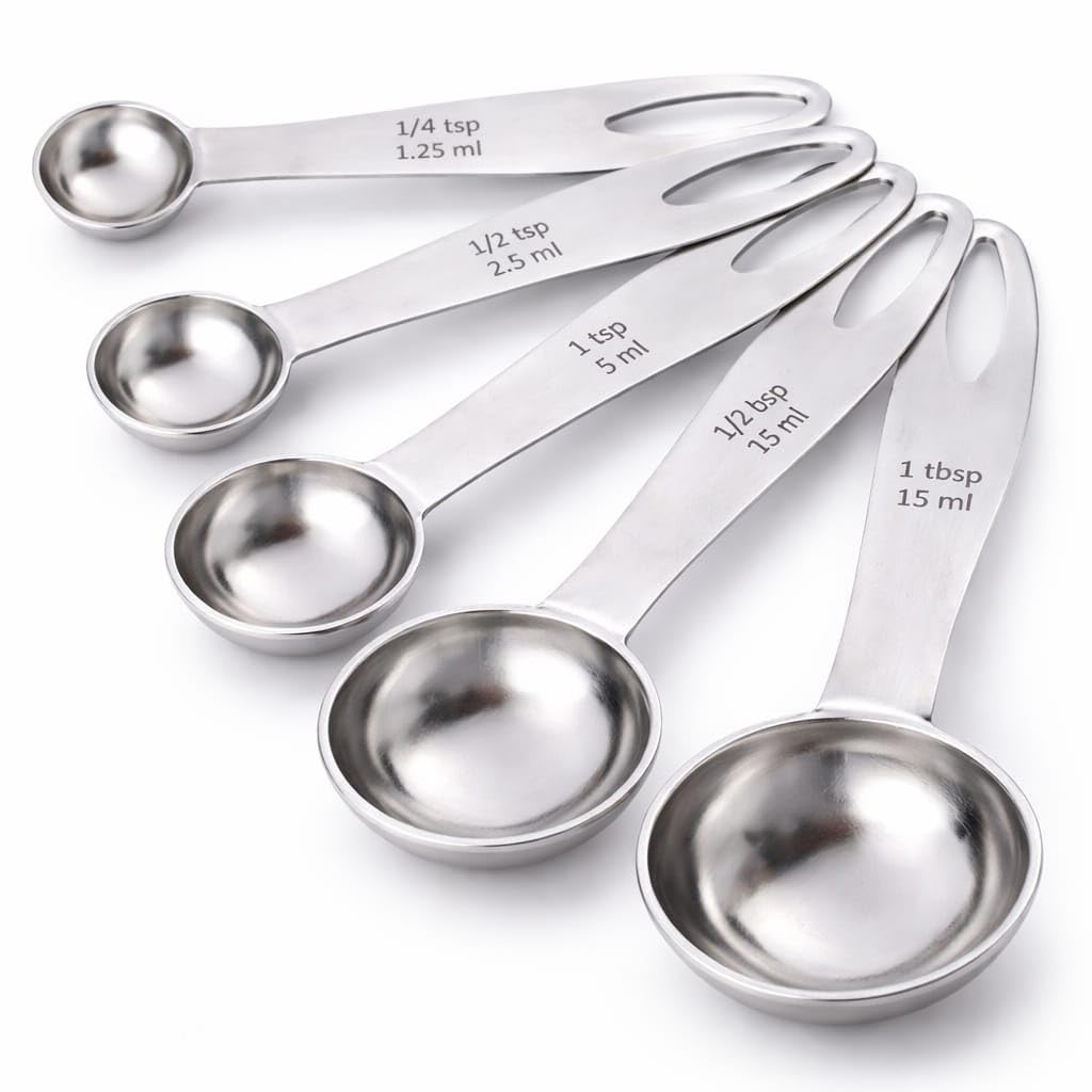 Stainless Steel Measuring Spoon Set of 5 – Premium Engraved Kitchen Measuring Spoons for Baking, Cooking, Coffee & Spice Measurement (Dry & Liquid Ingredients)-image-44