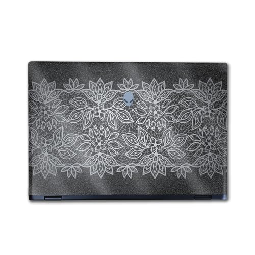 Image of Glossy Glitter Laptop Skin Compatible with Alienware M16 R2 (2024) - Floral Lace - Premium 3M Vinyl Protective Wrap Decal Cover - Easy to Apply | Crafted in The USA by MightySkins