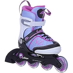 P2P Patines K2 Patines en línea Cadence JR Girl para niña con Bota Suave K2 White – Light Blue – Rosa, 30C0350