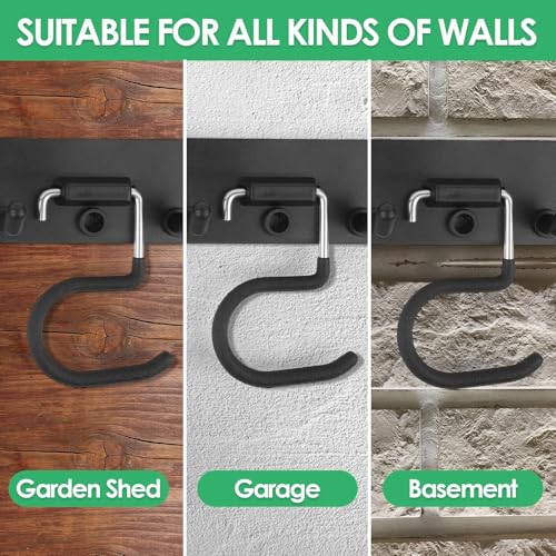 Gaethra Gartengerätehalter, 4 x 40cm Gerätehalter Wand, Gartengeräte Aufhängung Grau, Wandhalterung Gartengeräte mit Anti-Rutsch Gummierung, für Garage, Garten, Abstellraum, Geräteschuppen, Keller