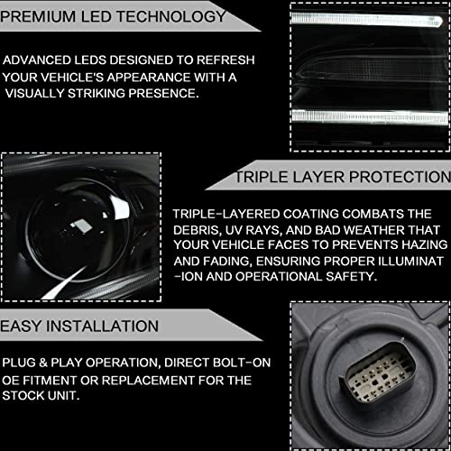 Vland Headlight Assembly Fits For Dodge Charger 2015-2020(Not For Xenon Models), Led Headlamp Projectors With Dual Beam Lens, Plug-And-Play #TOP3