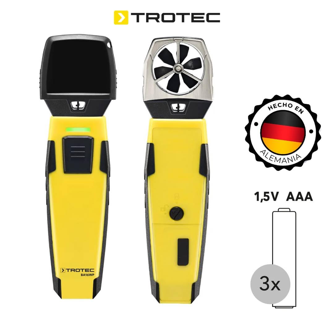 TROTEC Windmesser BA16WP – Windmessgerät, Anemometer – Messbereich 0,6 bis 30 m/s, MultiMeasure Mobile App