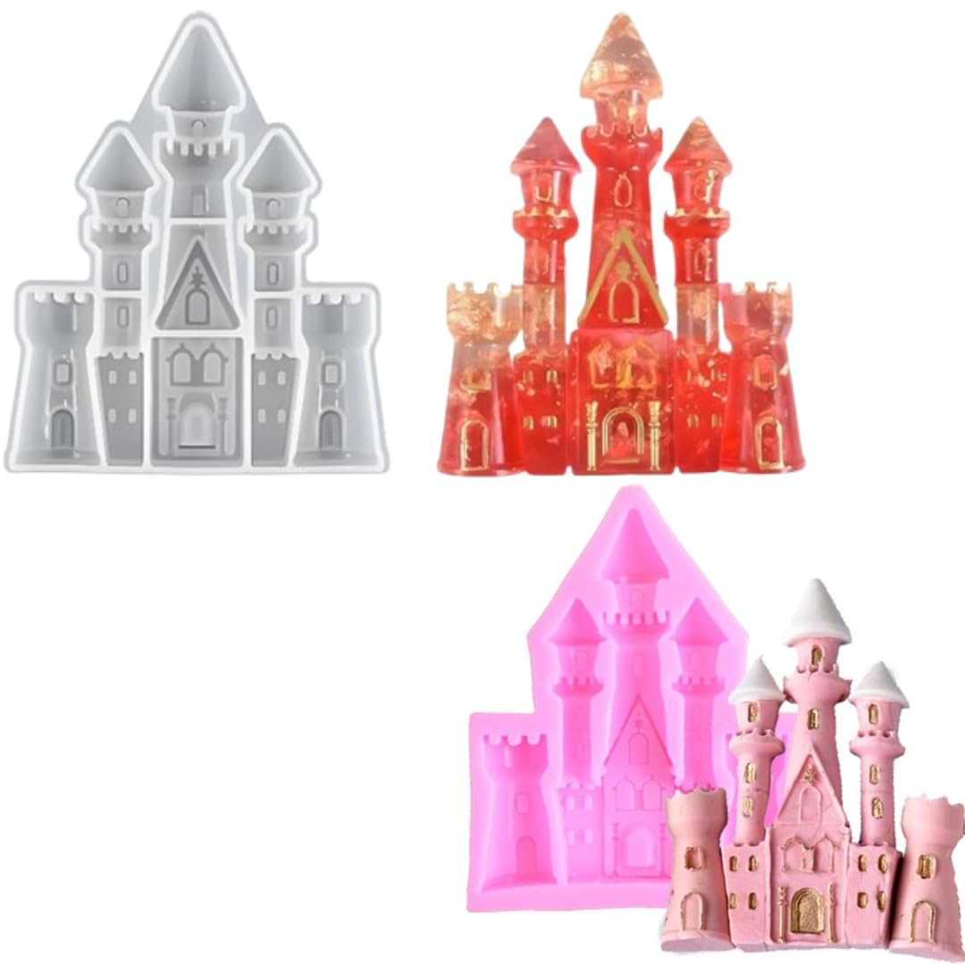 Castle Silicone Fondant Mould for Cinderella Fairy Tale Theme Cake Decoration Chocolate Candy Cupcake Topper SugarCraft Cookie Biscuit Gummy Dessert Snacks Jelly Mold C 427 (Pack of 1)-image-26