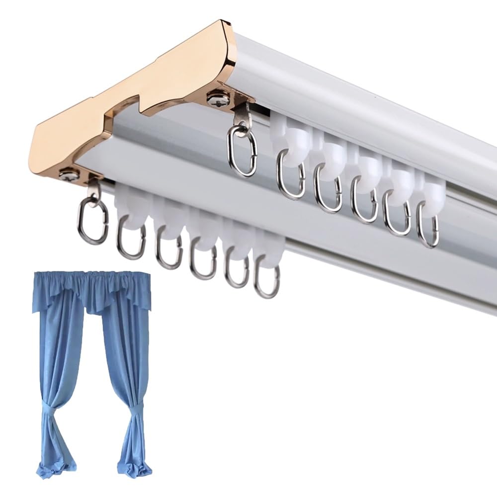 Tringle à rideaux double plafond blanche de 110 cm en aluminium réglable