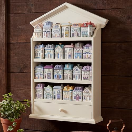 Chunful Vintage Spice Jar Wooden Rack with 4 Shelves and Drawer H...