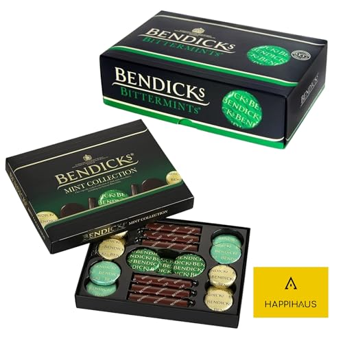 Bendicks Bittermints & Mint Collection 400g - UKs Famous Dark Mint Chocolates Bundled with HappiHaus Card - Chocolate Mint Crisps Dark English Mints - Vegan Vegetarian Kosher Gluten-Free