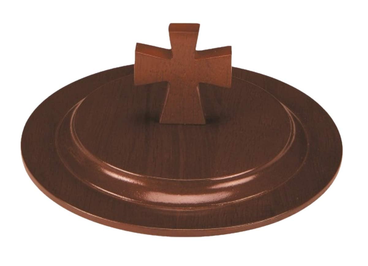 Robert Smith Walnut Finish Wooden Communion Plate Lid, 7 Inch