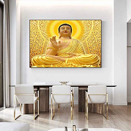 Kit complet diamond painting bouddha doré cadeau loisirs créatifs