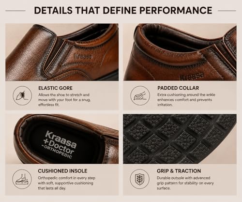 Image of Kraasa Brass Formal Shoes for Men | Vegan Leather Slip-On Office Shoes