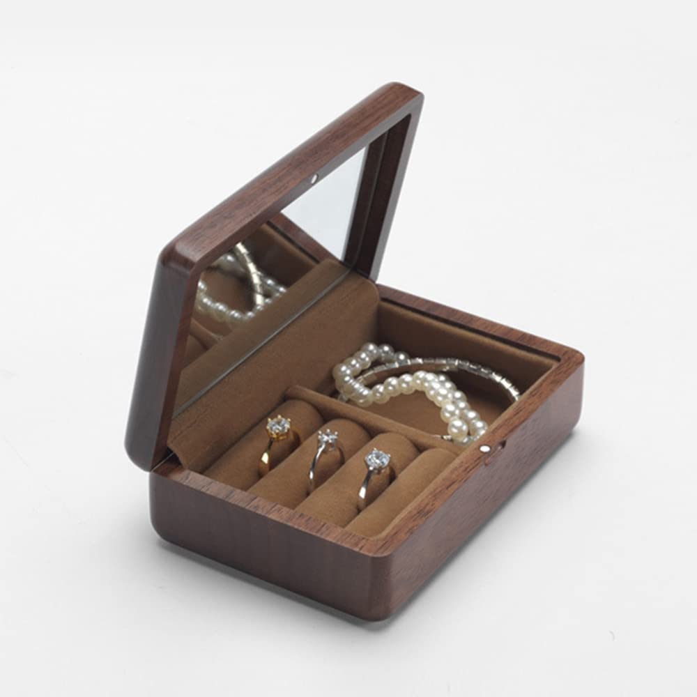 Deposito di GioielliScatola da Viaggio in Legno retrò Custodia da imballaggio per Gioielli in Legno Anello Nuziale Collana Bracciale Organizzatore Donna Uomo Display Box Gift
