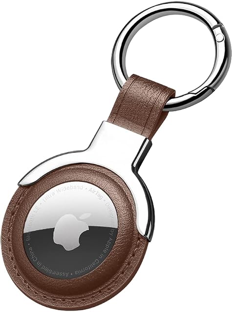Sichy Leather Protective Case for AirTags, AirTags Loop Holder Air Tag Key Ring Cases Air Tags Protective Cover Airtag Key Chain Loop Holders for Luggage Dog Cat Pet Collar
