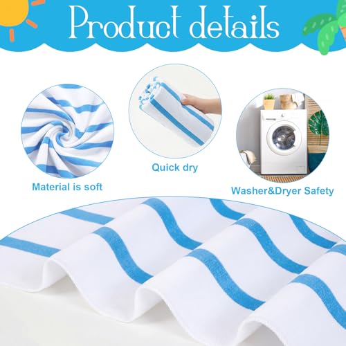 EBOOT 10 Pack Oversized Beach Towel Set Extra Large Pool Towels Microfiber Quick Dry Swim Blanket for Adult Women Men Face Hand Body Bath Travel Pool (Mixed Color,36 x 72 Inch,Classic Stripe) by EBOOT - Used condition - Image 3