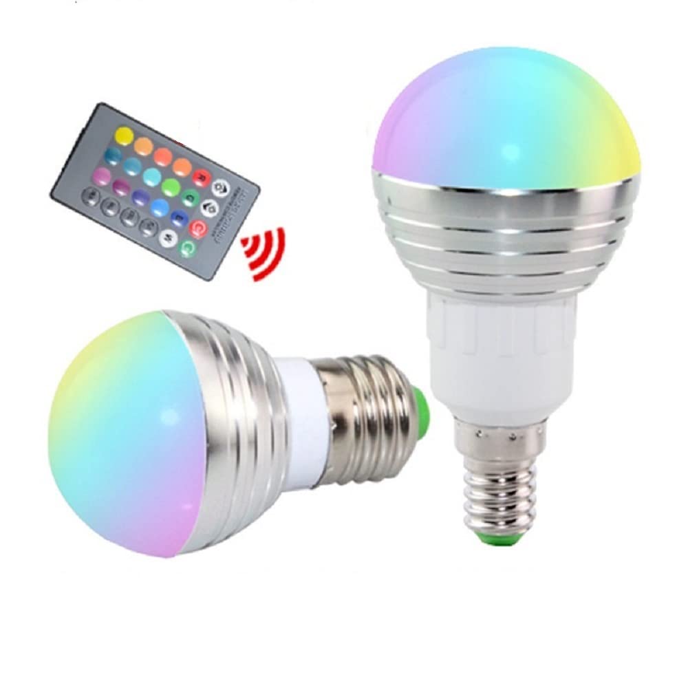 Wide Voltage Lights 50PCS AC85-265V E27 E14 LED RGBBulb Lamp 5W LED RGB Spotlight Dimmable Magic Holiday RGB — view 2