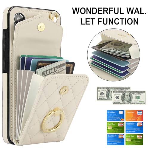 Asuwish Phone Case for Samsung Galaxy S24 5G Wallet Cover with Tempered Glass Screen Protector and Crossbody Wrist Strap Ring Stand RFID Blocking Card Holder Cell S 24 24S G5 Women Men Girls Off White by Asuwish - Used condition - Image 2