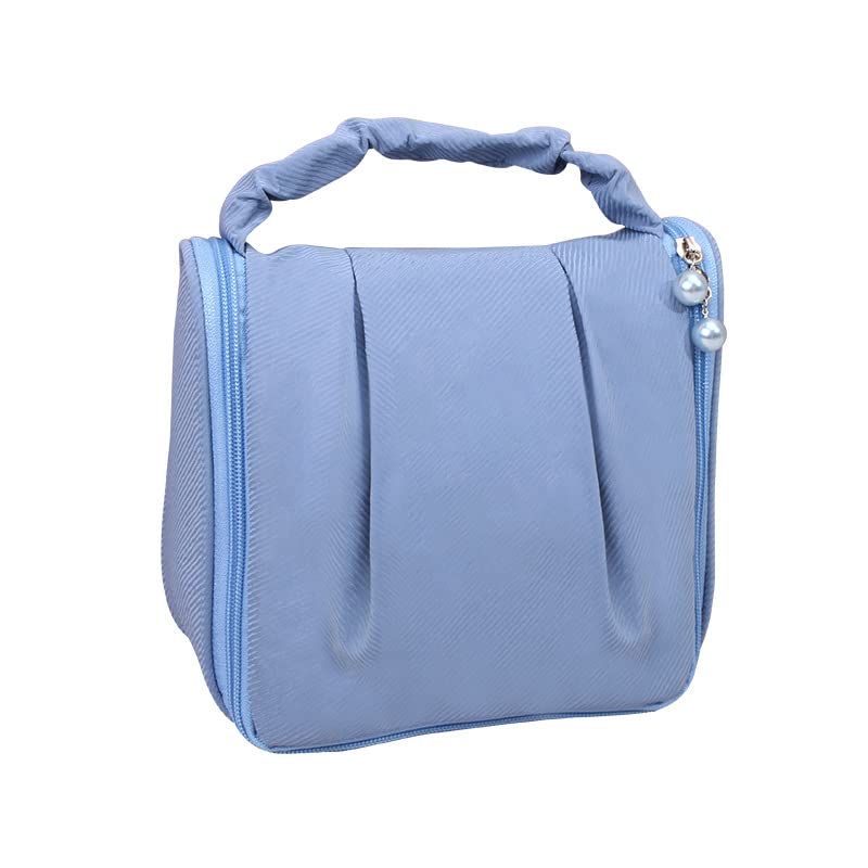 Portable Hanging Organizer Travel Toiletry Bag for Women Water-resistant Makeup Cosmetic Bag Travel-Size Accessories (Blue)