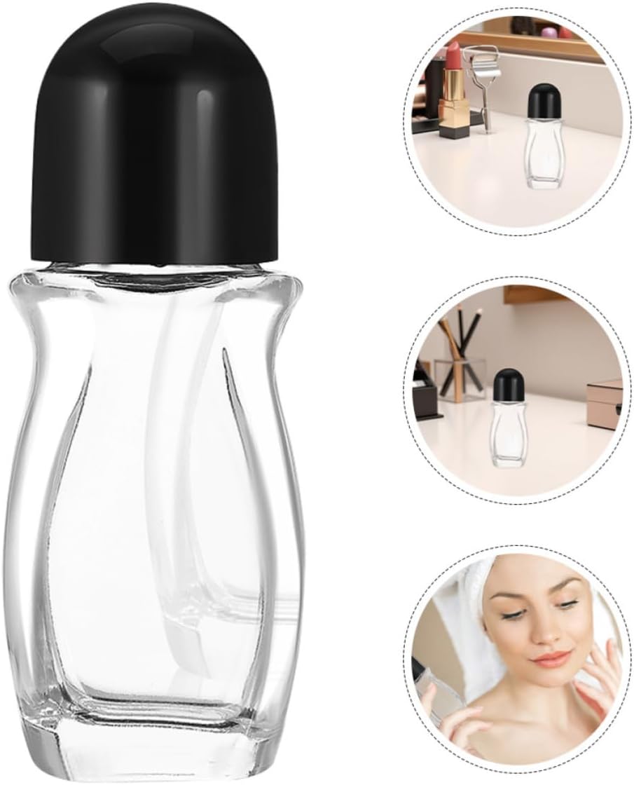 Perfume Roller Bottles Leakproof 6pcs Glass 50ml with Black Caps Refillable Essential Oil Bottles Easy to Monitor Remaining Amount for Travel and Outdoor Activities