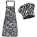 Morwealth 2 pezzi grembiule da cucina con cappello, grembiule regolabile con motivo chili con cappello da cuoco g (bianco e nero)