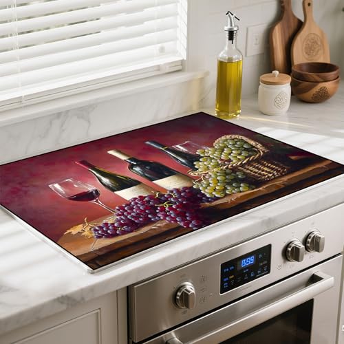 Image of Stove Top Cover for Glass Electric Stove (Wine, 30 inch x 21 inch) | Heat Resistant Cooktop Protector Mat with Non-Slip Rubber Backing, Scratch Protection and Counter Space Mat