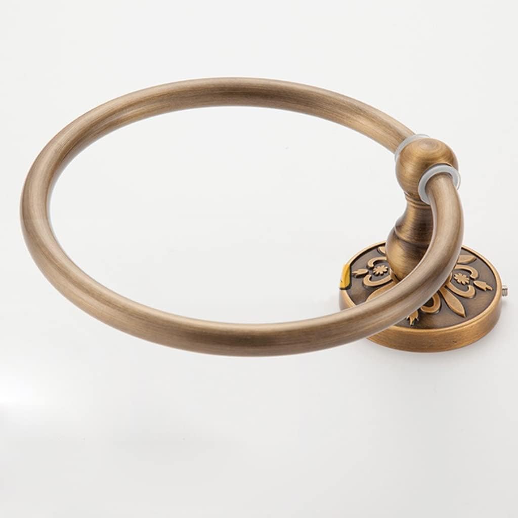 LSLYTQ Bathroom Towel Holder, Solid Aluminium Wall-Mounted Round Antique Brass Towel Ring,Towel Rack Classic Bathroom Accessories