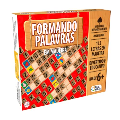 Jogo Formando Palavras de Madeira 112 Letras +6 Anos Pais e Filhos