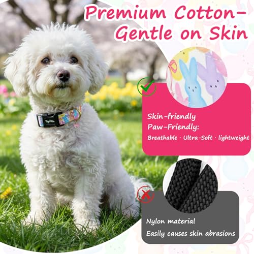 Tag4Oikia Dog Collars for Medium Dogs, Dog Collar with Cute Bunny Bow Patterns, Medium Dog Collar with Exquisite Pendant, Durable Adjustable Collars for Easter Gifts for Medium Large Dogs-M — view 3