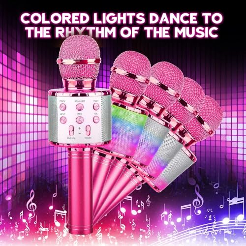 image for BlueFire 4 in 1 Karaoke Wireless Microphone with LED Lights, Portable 