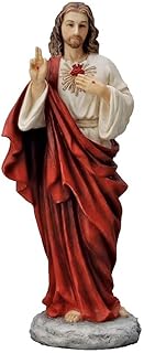 CatholicStore Sacred Heart of Jesus Statue, Full Color Veronese Resin, 8