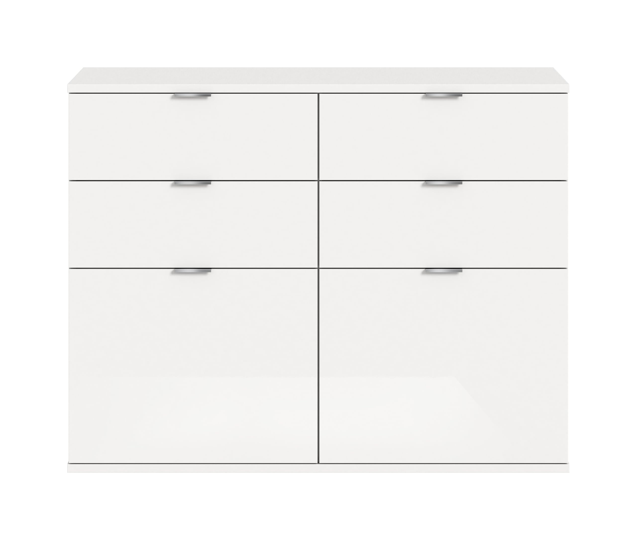 xonox.home Systemmöbel Projekt X Schuhschrank Schuhkommode Schuhregal Garderobenschrank Dielenschrank Flurmöbel Mehrzweckschrank in Front weiß Hochglanz Korpus weiß – Bild 2