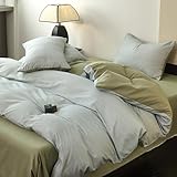 Rozhuhro Juego de funda nórdica algodón suave con estampados plantas lujo y patrones geométricos juego de sábanas gruesas cepilladas juego de funda nórdica duradera y transpirable,Green 3,Twin xl