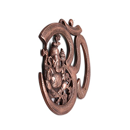 Image of Collectible India Ganesha Wall Hanging Sculpture Ganesh Om Metal Idol Home Decor Ganpati Lucky Feng Shui Decorative Wall Mask
